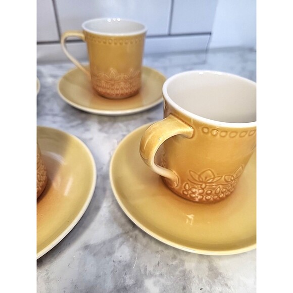 SYRACUSE CAREFREE CHINA CALYPSO CUPS & Saucers (4) Coffee Tea Caribbean USA Made - Picture 7 of 7